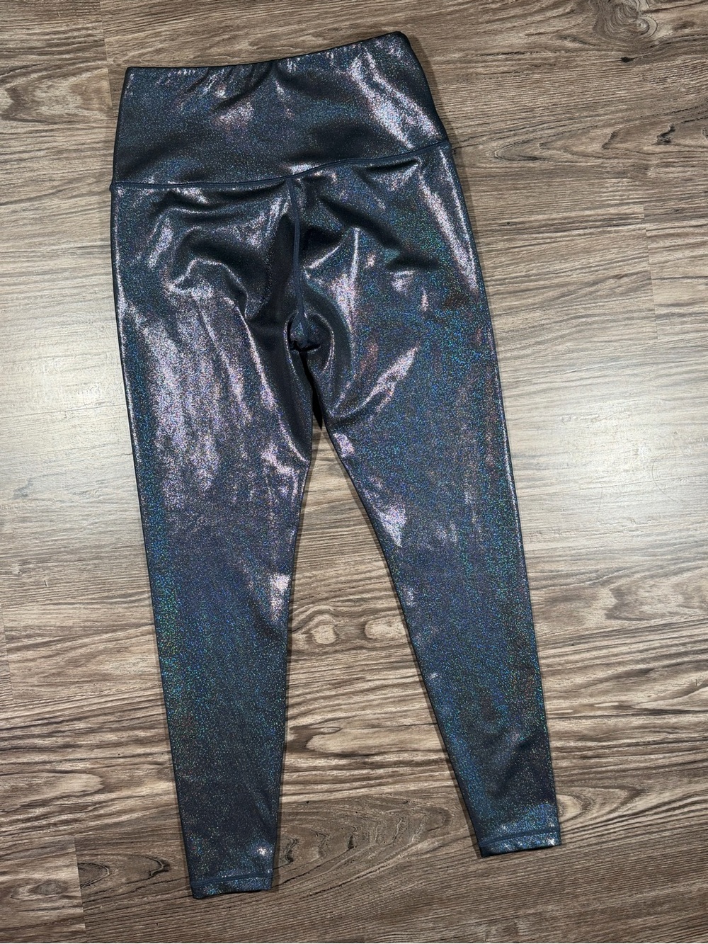 LOVE HER Black Pearl Metallic Shimmer Holographic 7/8 High Waist Legging M - Picture 12 of 12